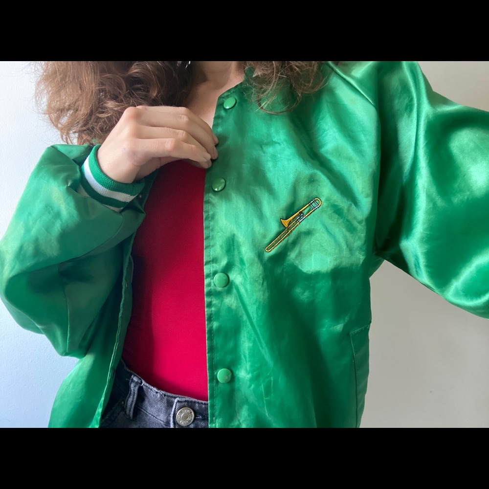 RETRO EMERALD GREEN BOMBER JACKET